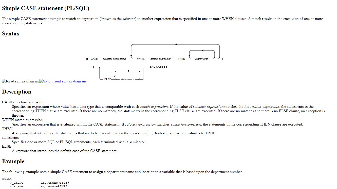 Simple CASE statement (PL/SQL) - IBM